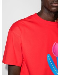 rotes bedrucktes T-Shirt mit einem Rundhalsausschnitt von Jacquemus