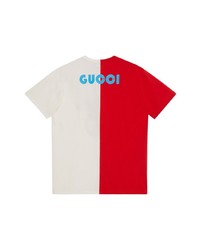 rotes bedrucktes T-Shirt mit einem Rundhalsausschnitt von Gucci