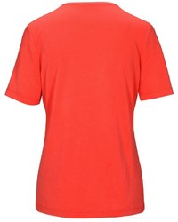 rotes bedrucktes T-Shirt mit einem Rundhalsausschnitt von JETTE