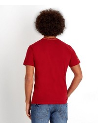 rotes bedrucktes T-Shirt mit einem Rundhalsausschnitt von Joe Browns