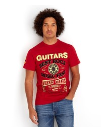 rotes bedrucktes T-Shirt mit einem Rundhalsausschnitt von Joe Browns