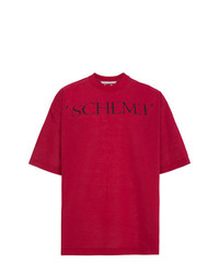 rotes bedrucktes T-Shirt mit einem Rundhalsausschnitt von John Lawrence Sullivan