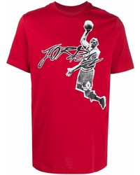 rotes bedrucktes T-Shirt mit einem Rundhalsausschnitt von Jordan