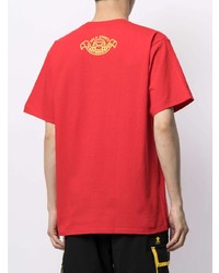 rotes bedrucktes T-Shirt mit einem Rundhalsausschnitt von A Bathing Ape