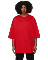 rotes bedrucktes T-Shirt mit einem Rundhalsausschnitt von Juun.J