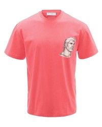 rotes bedrucktes T-Shirt mit einem Rundhalsausschnitt von JW Anderson
