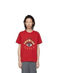 rotes bedrucktes T-Shirt mit einem Rundhalsausschnitt von Kenzo