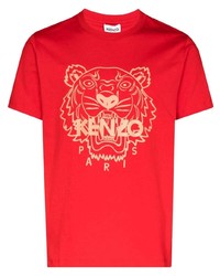 rotes bedrucktes T-Shirt mit einem Rundhalsausschnitt von Kenzo