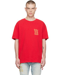 rotes bedrucktes T-Shirt mit einem Rundhalsausschnitt von Ksubi