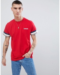 rotes bedrucktes T-Shirt mit einem Rundhalsausschnitt von Lambretta