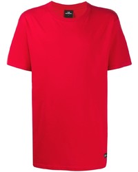 rotes bedrucktes T-Shirt mit einem Rundhalsausschnitt von Les (Art)ists
