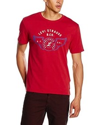 rotes bedrucktes T-Shirt mit einem Rundhalsausschnitt von Levi's