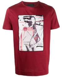 rotes bedrucktes T-Shirt mit einem Rundhalsausschnitt von Limitato