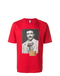 rotes bedrucktes T-Shirt mit einem Rundhalsausschnitt von Loewe
