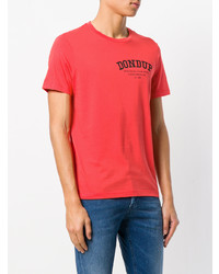 rotes bedrucktes T-Shirt mit einem Rundhalsausschnitt von Dondup