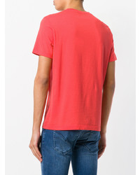 rotes bedrucktes T-Shirt mit einem Rundhalsausschnitt von Dondup