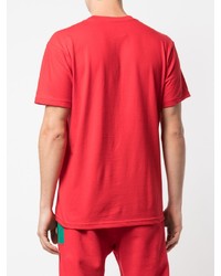 rotes bedrucktes T-Shirt mit einem Rundhalsausschnitt von Supreme