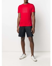 rotes bedrucktes T-Shirt mit einem Rundhalsausschnitt von Emporio Armani