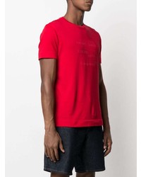 rotes bedrucktes T-Shirt mit einem Rundhalsausschnitt von Emporio Armani