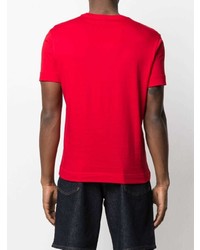 rotes bedrucktes T-Shirt mit einem Rundhalsausschnitt von Emporio Armani