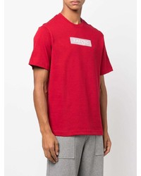 rotes bedrucktes T-Shirt mit einem Rundhalsausschnitt von Emporio Armani