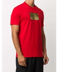 rotes bedrucktes T-Shirt mit einem Rundhalsausschnitt von Versace