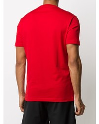 rotes bedrucktes T-Shirt mit einem Rundhalsausschnitt von Versace