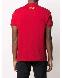 rotes bedrucktes T-Shirt mit einem Rundhalsausschnitt von VERSACE JEANS COUTURE