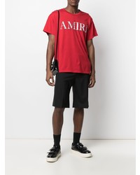 rotes bedrucktes T-Shirt mit einem Rundhalsausschnitt von Amiri