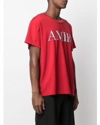 rotes bedrucktes T-Shirt mit einem Rundhalsausschnitt von Amiri