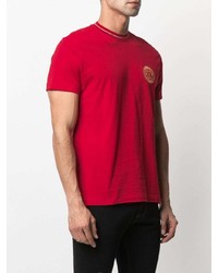 rotes bedrucktes T-Shirt mit einem Rundhalsausschnitt von VERSACE JEANS COUTURE