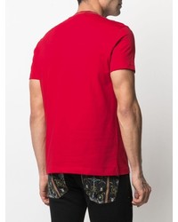 rotes bedrucktes T-Shirt mit einem Rundhalsausschnitt von VERSACE JEANS COUTURE