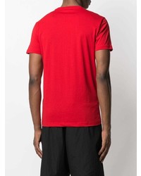 rotes bedrucktes T-Shirt mit einem Rundhalsausschnitt von Ea7 Emporio Armani