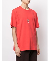 rotes bedrucktes T-Shirt mit einem Rundhalsausschnitt von MSGM