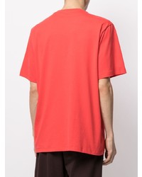 rotes bedrucktes T-Shirt mit einem Rundhalsausschnitt von MSGM