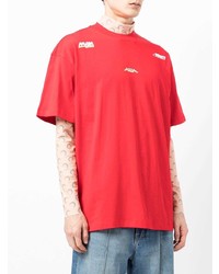 rotes bedrucktes T-Shirt mit einem Rundhalsausschnitt von MSGM