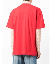 rotes bedrucktes T-Shirt mit einem Rundhalsausschnitt von MSGM