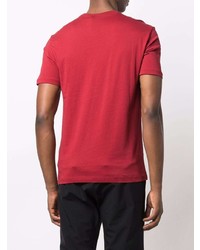 rotes bedrucktes T-Shirt mit einem Rundhalsausschnitt von Ea7 Emporio Armani