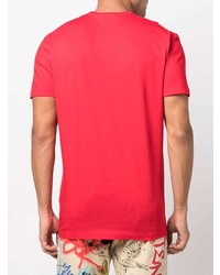 rotes bedrucktes T-Shirt mit einem Rundhalsausschnitt von DSQUARED2