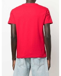 rotes bedrucktes T-Shirt mit einem Rundhalsausschnitt von Polo Ralph Lauren