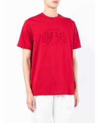 rotes bedrucktes T-Shirt mit einem Rundhalsausschnitt von Armani Exchange