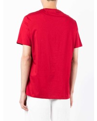 rotes bedrucktes T-Shirt mit einem Rundhalsausschnitt von Armani Exchange