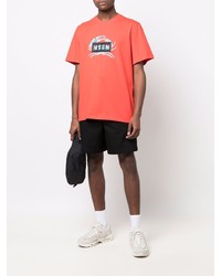 rotes bedrucktes T-Shirt mit einem Rundhalsausschnitt von MSGM