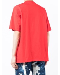 rotes bedrucktes T-Shirt mit einem Rundhalsausschnitt von DSQUARED2