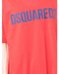 rotes bedrucktes T-Shirt mit einem Rundhalsausschnitt von DSQUARED2