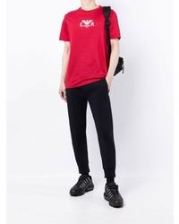 rotes bedrucktes T-Shirt mit einem Rundhalsausschnitt von Emporio Armani