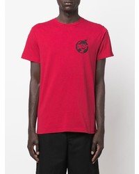 rotes bedrucktes T-Shirt mit einem Rundhalsausschnitt von Deus Ex Machina
