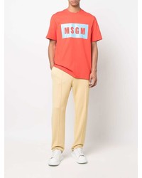 rotes bedrucktes T-Shirt mit einem Rundhalsausschnitt von MSGM