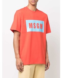 rotes bedrucktes T-Shirt mit einem Rundhalsausschnitt von MSGM