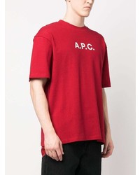 rotes bedrucktes T-Shirt mit einem Rundhalsausschnitt von A.P.C.